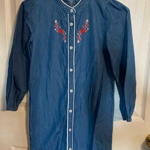EC Girls BISBY Denim Embroidered Long Sleeve Dress Size 10 Beautiful